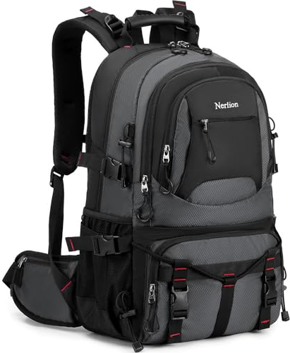 Nerlion 40L Wanderrucksack Reiserucksack für Männer Frauen Camping Wasserdicht Outdoor Wandern Tagesrucksack Leichter Rucksack, A7 - Dunkelgrau, 40L, Wanderrucksack