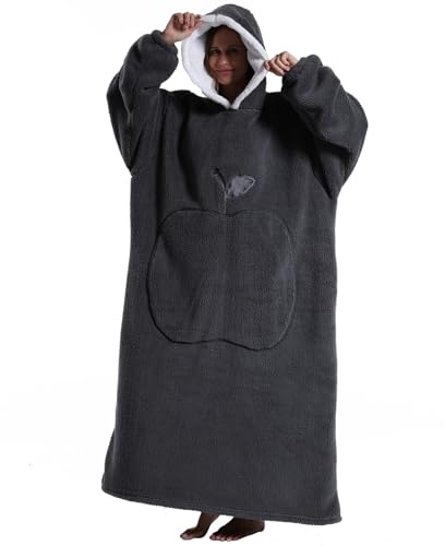 Pterygoid Verlängert Übergroße Hoodie Decke,Decken Hoodie Damen mit Tasche und Kapuze,Superweiche und Warme Kuschelpullover Herren Tragbare Decke Für Erwachsene Jungen