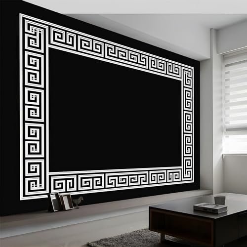 Schwarz Vlies Fototapete Tapete, Antike Griechische Kunststreifen Jugendstil Dekoration für Schlafzimmer, Wohnzimmer, Büro, Flur, Größe 400 x 280 cm (WxH) Wandtapete Wanddeko