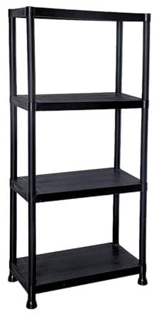 HOMION 5 Tier Shelving Unit Plastic Storage Unit Warehouse Garden Storage Shelves for Garage Lightweight Shelf Units for Garages Sheds Racking Shelving 3/4/5 Tiers Workshop Unit (5 Tier Shelf)