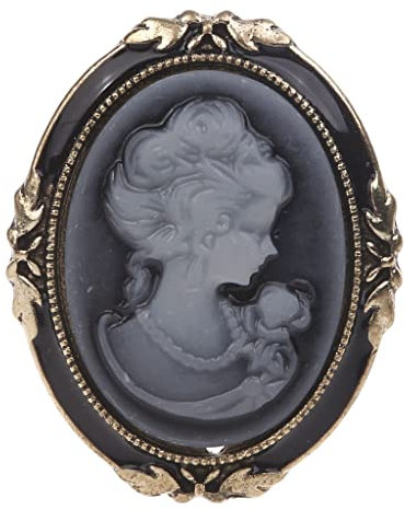 FUKAJOMFEN 1 x Queen Lady Vintage viktorianische Kamee schwarze Emaille Bronze Brosche Pin, Siehe Abbildung