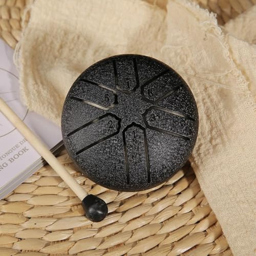 Rain Drum Outdoor, 3 Zoll 6 Töne Steel Tongue Drum Regentrommel, Rain Drum für Garten, Regentrommel für Garten,Regentrommel für draußen,Wasserdichte Regentrommel,Chakra Drum Regen für Kinder (Schwarz)