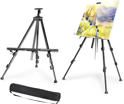 Trintion Table Easel Box Art Supplies Easel Box Wooden Adjustable Foldable Desktop Sketch Portable Art Painting Storage Box (Metal Easel Stand)