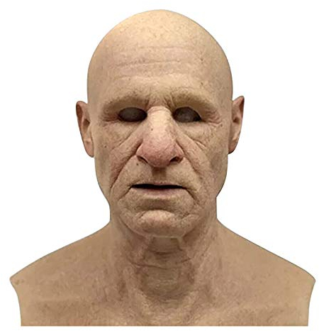 Sbyhbhyds Halloween Alte Mann Frauen Maske,Gruselige Vollkopf 3D Maske aus NatüRlich Latex,Halloween Deko für Cosplay Halloween Party,lustige Erwachsene Kopfbedeckung (Mann)
