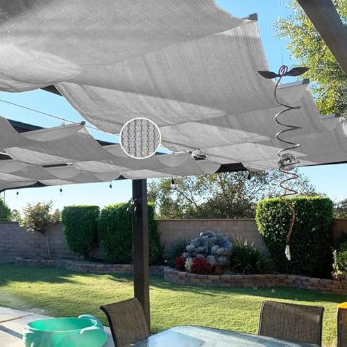 Retractable Sun Shade Sail Pergola Roof Canopy Kit with Sliding Track Sun and UV Protection Wave Awnings for Outdoor Deck Gray 1.1x14m