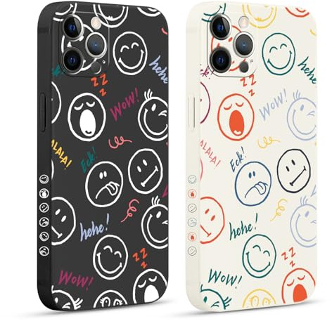 Pnakqil 2 Stück Handyhülle für iPhone 12 Pro Max 6,7 Hülle, Lächeln Muster Niedliche Aesthetic Case Silikon Weiche für Mädchen Modische TPU Dünn Stoßfeste Kameratasche Tasche Schutzhülle