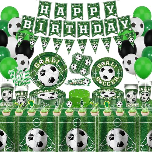164-teiliges Fußball-Geburtstagsparty-Dekorationen, Fußball-Themen-Geburtstagsparty-Zubehör, Fußball-Geschirr-Set, Sport-Themen-Geburtstagsparty-Dekoration, 20 Stück