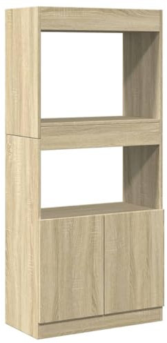 vidaXL Highboard, Sideboard mit Stauraum, Kommode Schrank für Wohnzimmer Büro Schlafzimmer, Anrichte Beistellschrank Bücherschrank, Sonoma-Eiche Holzwerkstoff