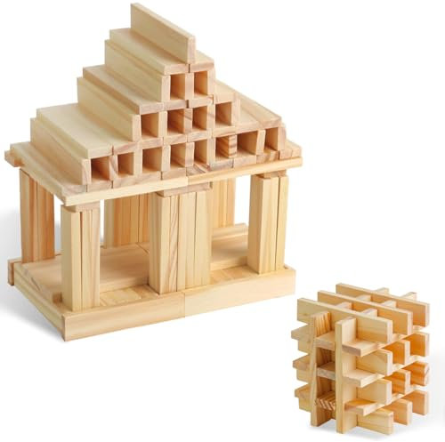 Chingcoo 100 Stück Holzklötzchen zum Basteln, 105 x 20 x 7mm Klötzchen zum Basteln, Bastelklötzchen Holzleiste Bastelholz, Holzstäbchen Basteln Holz, Holzklötzchen zum Basteln für DIY Deko Schnitzen