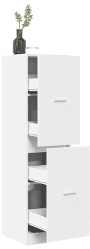 Homgoday Apothekerschrank Auszugschrank Apothekermöbel Aufbewahrungsschrank Küchenschrank Beistellschrank für Küche Wohnzimmer Büro Weiß 40x41x144,5 cm Holzwerkstoff