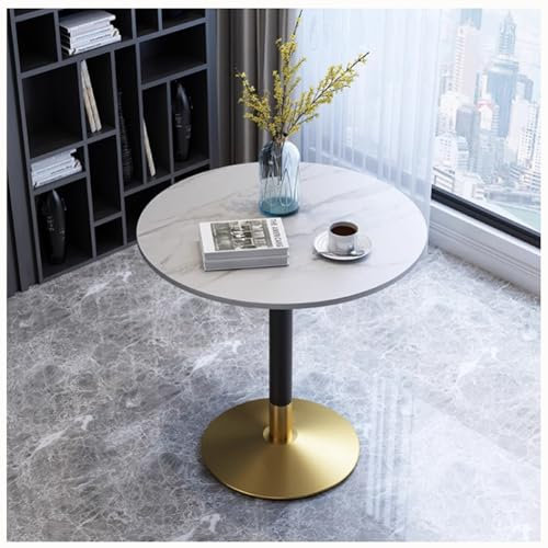 Ronde Cuisine Table à Manger Moderne Circulaire Plateau En Marbre Table à Piédestal Petite 2 - 4 Places Table Bistro Petit Déjeuner Avec Socle En Design Tulipe Pour La M(Size:'70CM/27.3'',Color:Blanc)