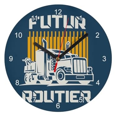 Wanduhr aus Glas – Zukünftiger Routier Beruf LKW Passion – Durchmesser 20 cm – Blau