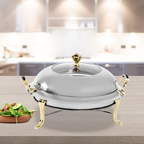 KinHall Stainless Steel Professional Chafing Dish Food Warmer Heat Container 3.0 Litre Food Warmer Warming Container Heat Container for Household (Gold)