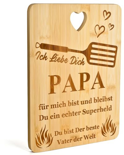 PLECUPE Planche à découper en bambou gravée au laser, cadeau pour papa, cadeau personnalisé pour papa, meilleur papa, cadeau de fête des pères pour papa
