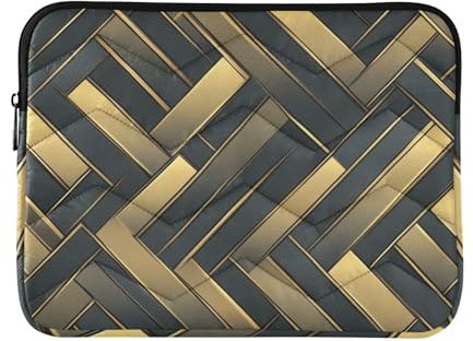 Laptop Sleeve Case 13-14 Inch Lightweight Laptop Bag Briefcase Herringbone Metal Vintage Gold Case with Zipper for Men Women Latitude Laptop case Medium