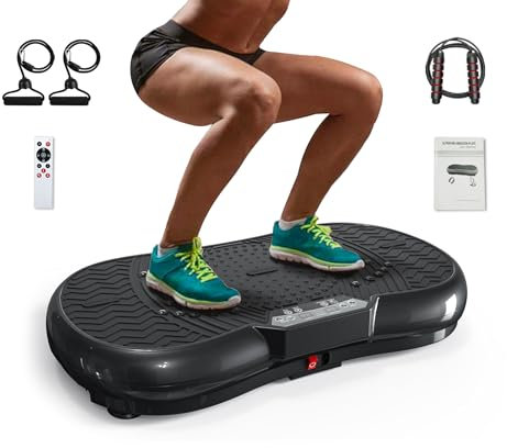 bigzzia Vibration Platform with Rope Skipping, Whole Body Workout Vibration Fitness Platform Massage Machine for Home Training and Shaping (Black)