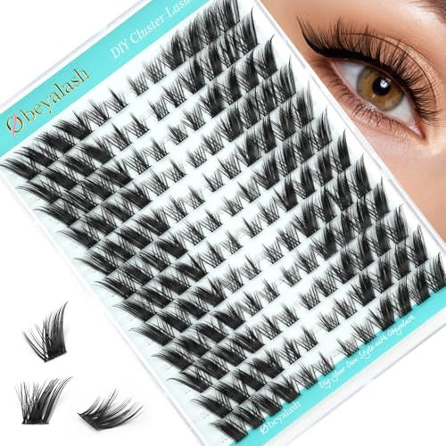 Obeyalash Fox Eye Cluster Lashes Extensions, 144 Stück, individuelle Wimpern, einfaches DIY zu Hause, künstliche Wimpern für Anfänger, Frauen und Mädchen
