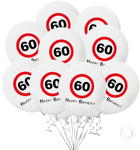 DazzJoy Luftballons 60. Geburtstag Deko,20 Stk Luftballon 60 Geburtstag Deko,60 Happy Birthday Ballon,Deko 60 Geburtstags Frau Mann,Verkehrsschild Luftballons Geburtstage für 60 Jubiläum Party Zubehör