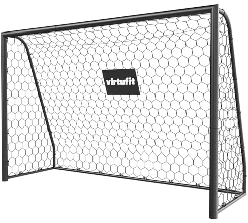 VirtuFit Fußballtor Premium 240 x 160 x 85 cm – Stabiles Fußballtor aus Stahl – Wetterfest, mit Netz & Bodenankern – für Kinder, Jugend & Erwachsene – ideal für Training & Garten