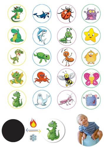 20 Stück Töpfchentraining Aufkleber Toilettenfarbwechsel Pipi Aufkleber Wiederverwendbar Muster: Dinosaurier, Tiere, Insekten für Jungen und Mädchen