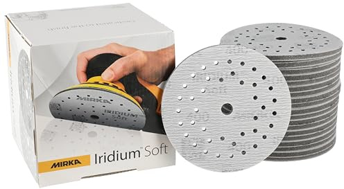 Mirka Schleifscheiben Iridium Soft Ø 125 mm Korn P400 Klett Multifit 20 Stk | Schaumbasiertes Schleifmittel für präzises Finish Klarlackschliff und Karosseriereparatur mit Multifit Klettsystem