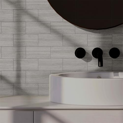 Mosaikfliesen Licht Luxus Grau Selbstklebende Fliesen Küche Pvc Klebefliesen Wasserdicht Tile Sticker Klebefliesen Küche Fliesen Zum Kleben Ölfest Fliesenaufkleber Fliesensticker 10x20cm/96 Pcs