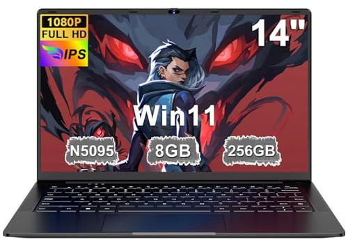 Ordenador Portátil 14 Pulgadas Celeron N5095 Upto 2,9 GHz Portatiles 8GB RAM 256GB SSD TF 1TB LPDDR4 Win11 5G WiFi 1920*1080 FHD Widevine L1 Laptop Película Protectora Español - Negro Cuerpo MetálicoA