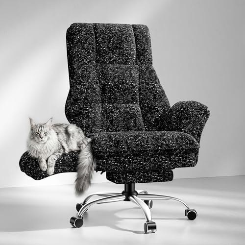 Big and Tall Office Chair with Footrest, Cross-Legged Sitting Galaxy Black | Ergonomic Executive Desk Chair, High Back Reclining Home Office Chair, Computer Chair with Flip-Up Armrests, Wide Seat