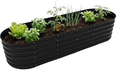Relaxdays Hochbeet, verzinktes Metall, Blumen, Pflanzen & Gemüse, HBT: 45x200x60 cm, ovales Pflanzenbeet, Farbauswahl