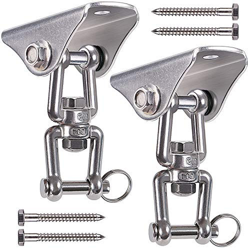 BeneLabel Legno Soffitto Gancio 2 pz Amaca Altalena Sospensione Vite 360° Girevole Hardware Set per Sedia da Gioco per Interni ed Esterni Yoga Corda Sacchi da Boxe, Ganci Muro, 1600 libbre