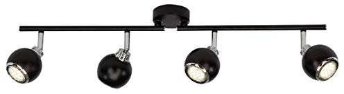 BRILLIANT Lampe Ina LED Spotrohr 4flg schwarz/chrom | 4x LED-PAR51, GU10, 3W LED-Reflektorlampen inklusive, (250lm, 3000K) | Arme drehbar/Köpfe schwenkbar