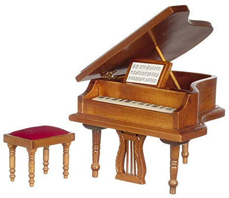 Melody Jane Puppenhaus Walnuss Flügel & Sitzbank Hocker Miniatur Musik Zimmer Möbel