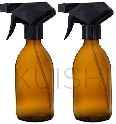 Kuishi- Botella de cristal con dispensador de spray ámbar marrón, vidrio, Amber, 250 ml