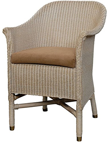 Korb-Outlet Loom-Sessel in der Farbe Vintage Weiss inkl. Polster Braun aus echtem Loom-Geflecht