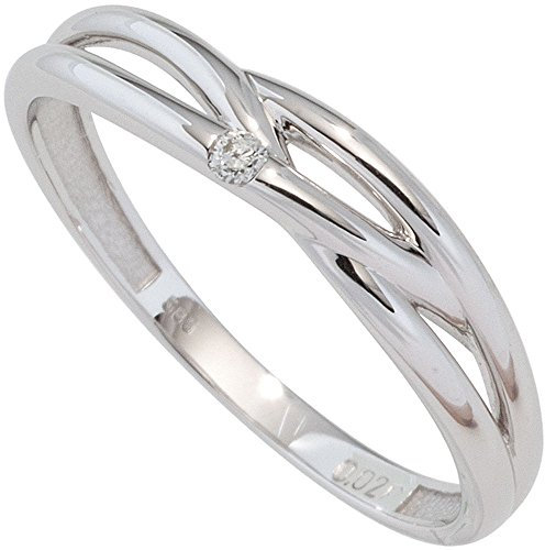 Schmuck Krone Ring Damenring mit Diamant Brillant 585 Gold Weißgold mit geflochtenem Muster, Ringgröße:Innenumfang 52mm ~ Ø16.6mm