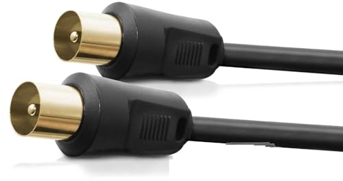 CABLEPELADO Cable Antena TV Macho, Coaxial Recto para Televisión, Decodificador, HDTV, DVB-T2/C/S, Radio, 75 Ohm, Negro, 1.5 Metros