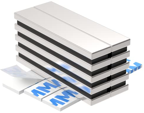 Wukong 60×10×5mm | 10 Stück Neodym Magnete Extra Stark,Verdicken Starke Magnete, Starke Neodym Viereckig Ziegel Magnete-, Magnetstreifen Selbstklebend Stark,Seltenerdmagnete für Glas-Magnetboards