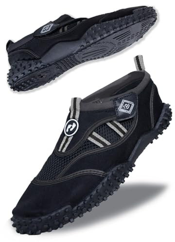 Two Bare Feet Rockpool Aqua Shoes – Lightweight, Quick-Drying Water Shoes for Men, Women & Kids – Perfect for Beach, Pool, Water Sports, and Outdoor Activities (Black (Rockpool), UK8
