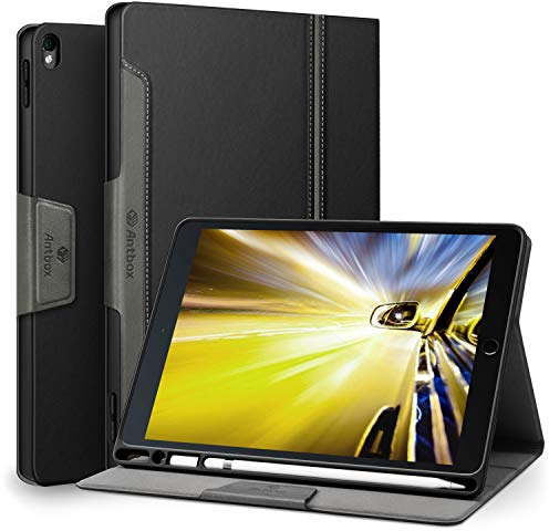 Antbox Case for iPad Pro 10.5 2017 / iPad Air 3 2019 with Built-in Pencil Holder Auto Sleep/Wake Function PU Leather Smart Cover 10.5 Inch (Black)
