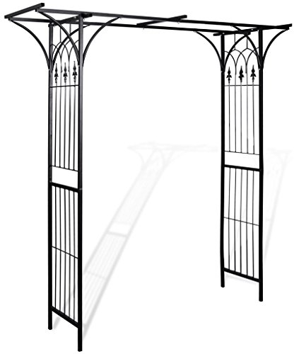 tidyard Rosenbogen Metall Torbogen Garten aus Eisen, Wetterfest, Schwarz, 200 x 52 x 204 cm (B x T x H)