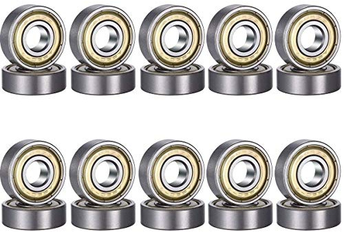 Cevikno 608 ZZ Kugellager, 20 Stücke 608zz Metall Doppelt Shielded Miniatur Rillenkugellager für Skateboard Roller Inline Skates, 8mm x 22mm x 7mm (silber)