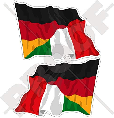 Vinyl-Aufkleber für Stoßstange, Deutschland, Italien, Schwungflagge, 75 mm, 2 Stück