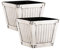 Slatted Wood Style Plastic Planter - Distressed White, Set of 2 - Suitable for Indoor or Outdoor Use - 25cm (H) x 31cm (Dia)