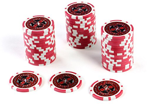 50 Poker-Chips Laser-Chips Metallkern 12g Poker Texas Hold`em Black Jack Roulette reflektierend Tokens Jetons Casino 1 Rolle Wert 1-10000 wählbar (Wert 5)