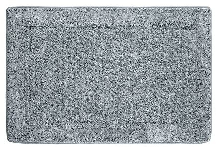 PANA® Viskoelastische Frottee Badematte (50 x 80 cm) • Hochflor Badvorleger mit viskoelastischem Memoryschaum • rutschfest und saugstark • Waschbarer Duschvorleger • Farbe: Grau
