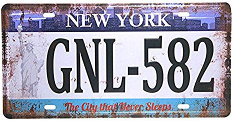 Eureya New York Gnl-582 Automatisches Nummernschild für das Auto, für Zuhause, Cafe Bar, Pub, Restaurant / Salon Wanddekoration, Vintage-Plakette, 6 x 12 Zoll