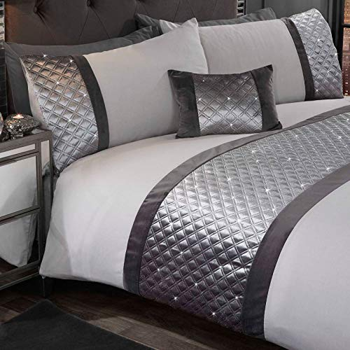 Rapport Verziertes, Elegantes und Atemberaubendes Hollywood-Bettwäsche-Set, silberfarben
