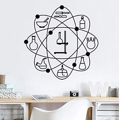Labor Atom Muster Vinyl Wandtattoo Science School Chemie Büro Innendekor Aufkleber Wateroroof Art Wanddekor 57X57Cm
