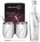 CHILLOUT LIFE Stainless Steel Wine Tumblers 2 Pack 12 oz & 1 Insulated Wine Bottle - Double Wall Vacuum Insulated Wine Cups with Lids and Straws Set - Carrara Marble