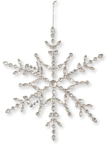 Loberon Anhänger Loella, Schneeflocken-Optik, feine Handarbeit, edle Glassteine, Festdekoration, Weihnachtsdekoration, Weihnachten, Seide, Eisen, Glas, Silber
